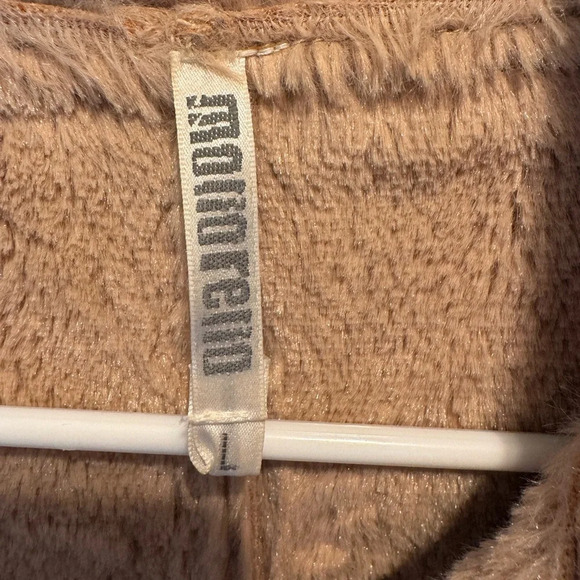 Monoreno Faux Fur Suede Women’s Tan Jacket Fleece Lined Zipper Sz L - Picture 6 of 11